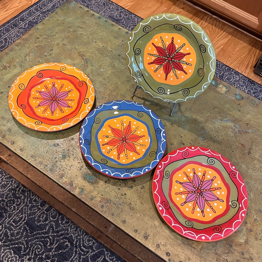 Pier 1 Hand-painted Ironstone Salad Plates - Set of 4